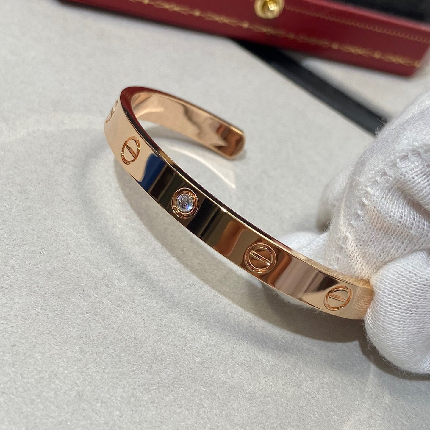 [Lumi Jewelery]LOVE BRACELET 6.1MM 1 DIAMOND OPEN CUFF