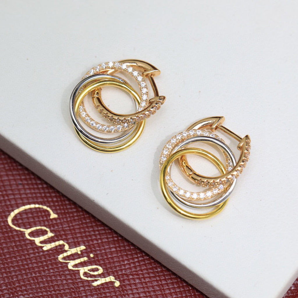 [Lumi Jewelery]TRINITY HALF DIAMOND  EARRINGS