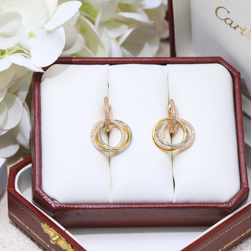 [Lumi Jewelery]TRINITY HALF DIAMOND  EARRINGS