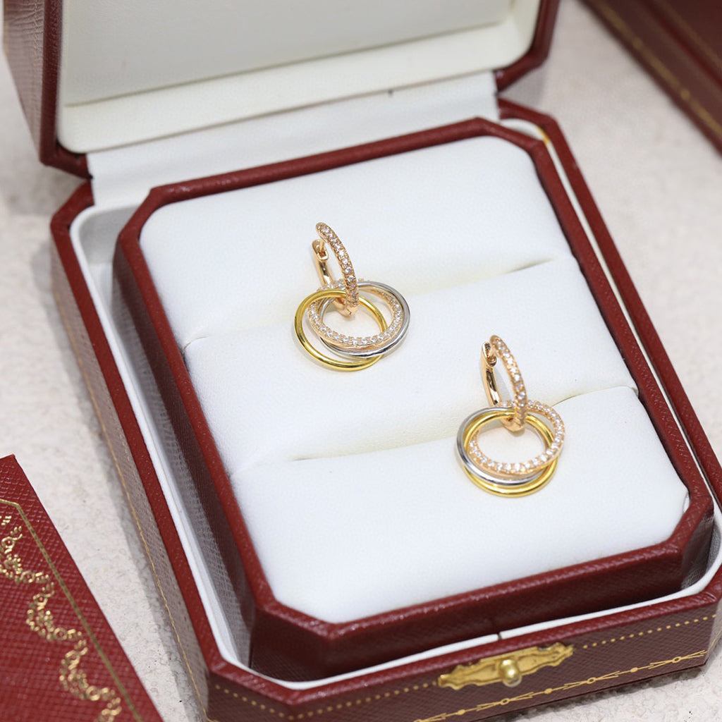 [Lumi Jewelery]TRINITY HALF DIAMOND  EARRINGS