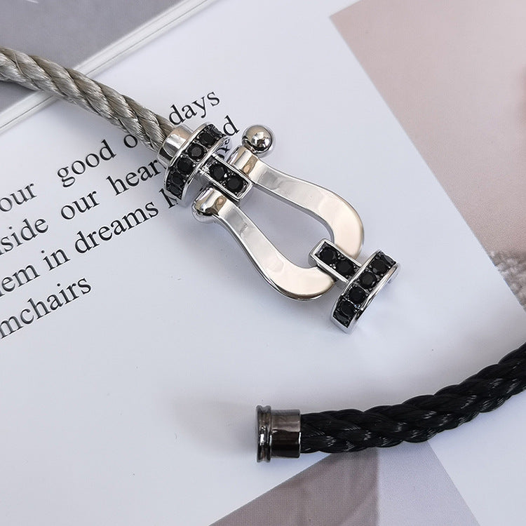 [Lumi Jewels]FORCE LARGE HORSESHOE BLACK DIAMOND BRACELET SILVER