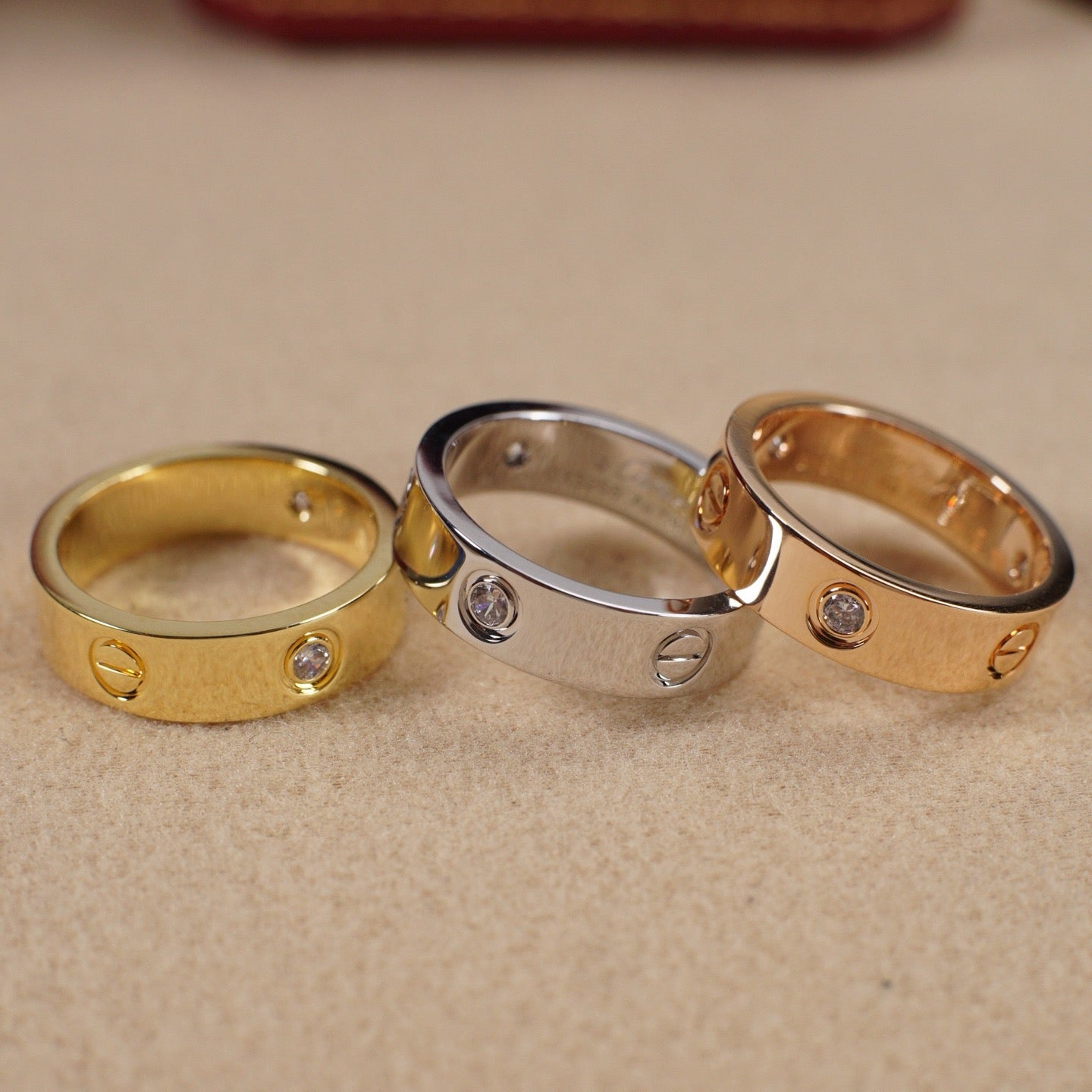 [Lumi Jewelery]LOVE 5.5MM 3 DIAMOND RING