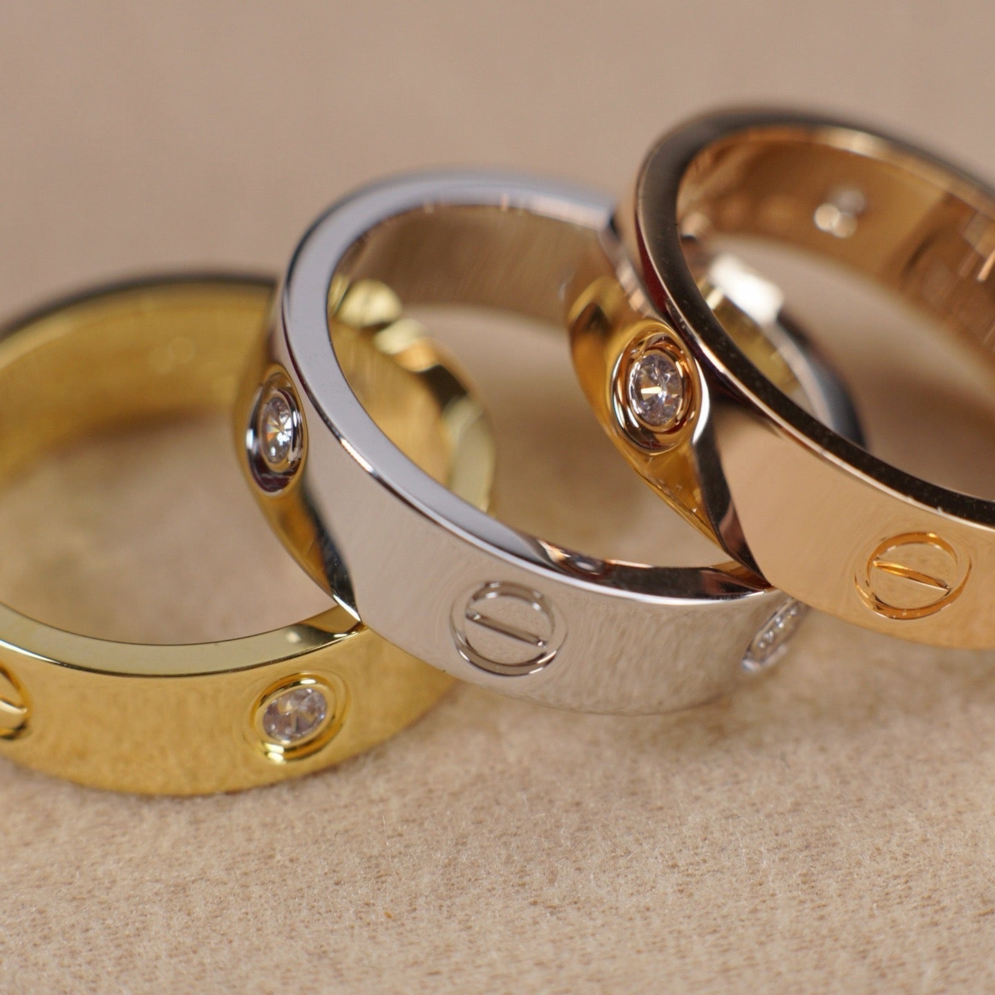 [Lumi Jewelery]LOVE 5.5MM 3 DIAMOND RING