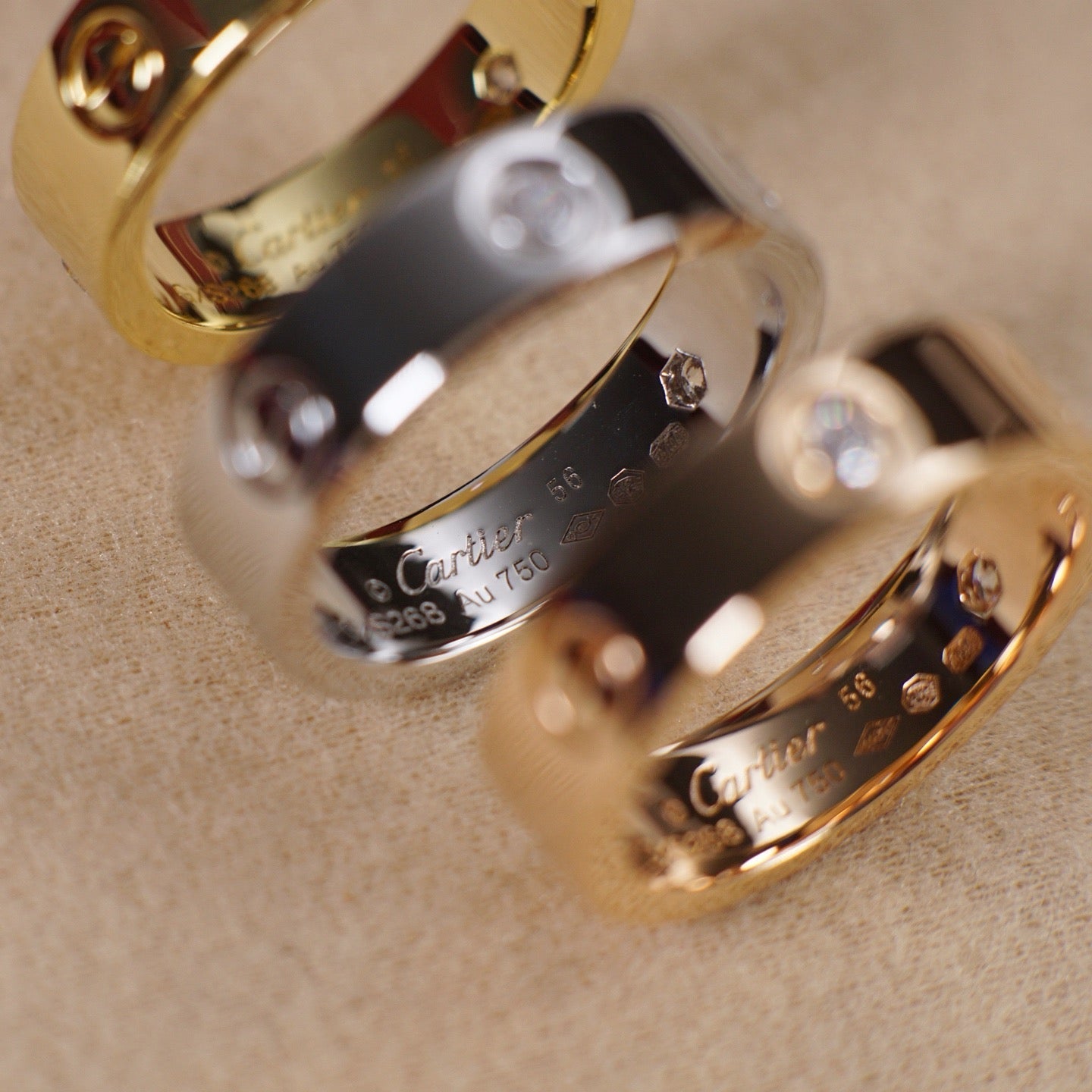 [Lumi Jewelery]LOVE 5.5MM 3 DIAMOND RING
