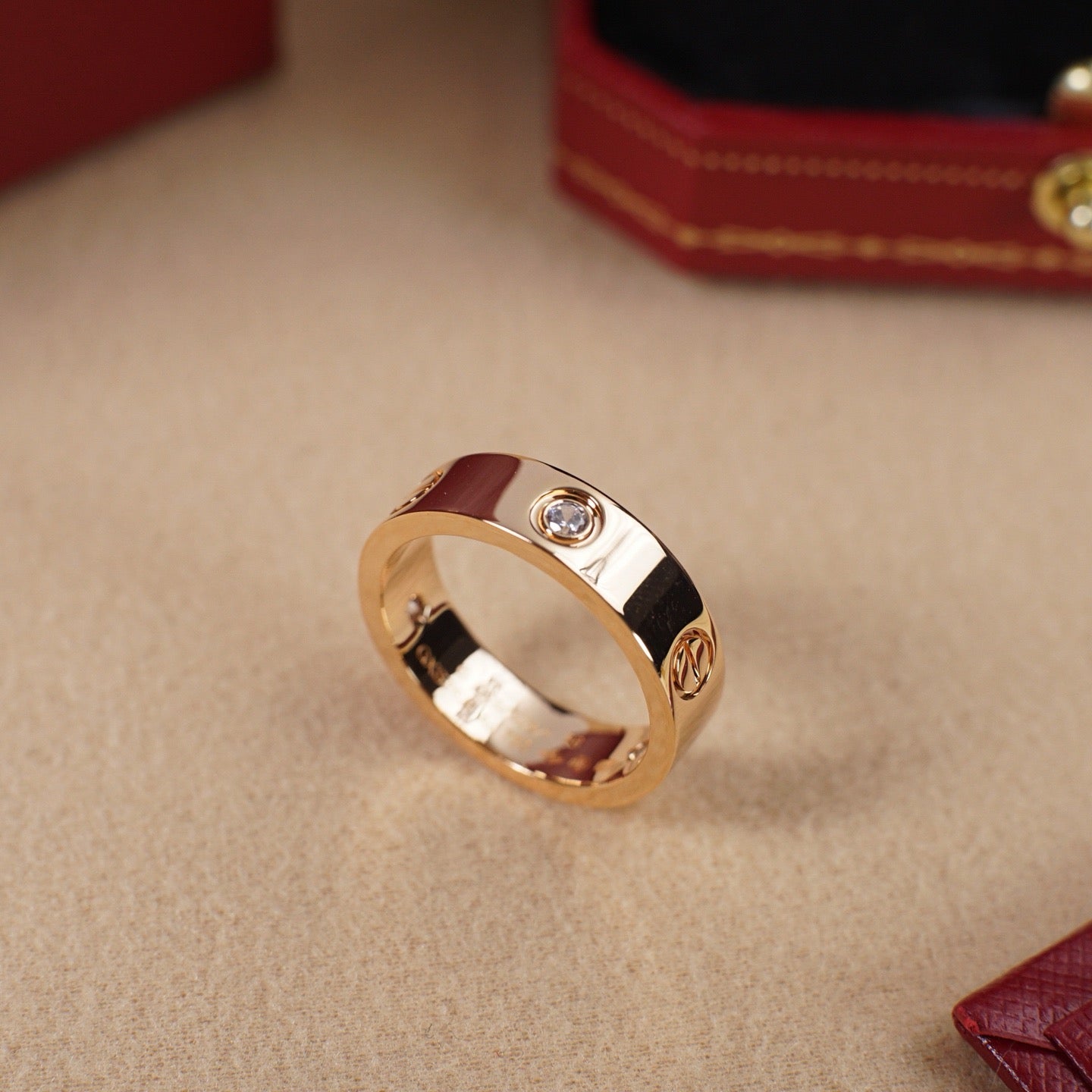 [Lumi Jewelery]LOVE 5.5MM 3 DIAMOND RING