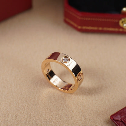 [Lumi Jewelery]LOVE 5.5MM 3 DIAMOND RING