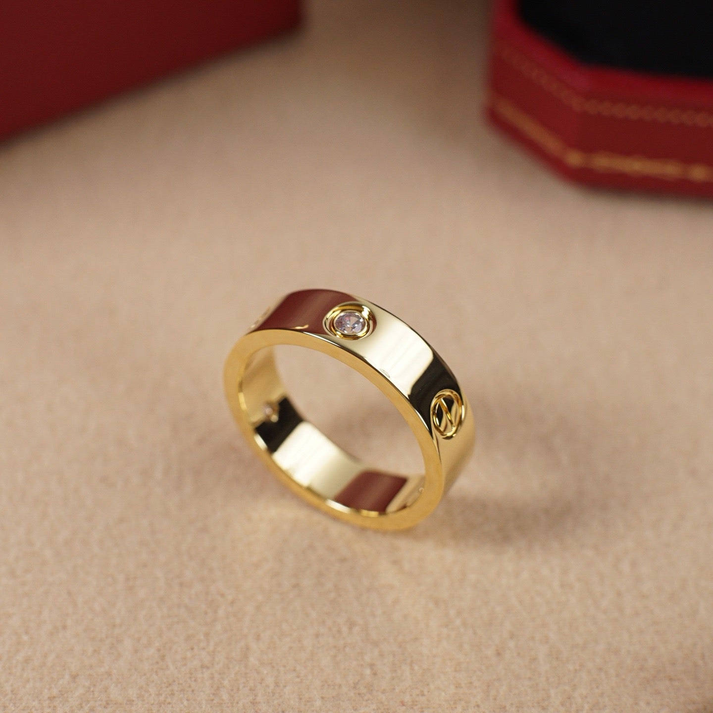[Lumi Jewelery]LOVE 5.5MM 3 DIAMOND RING