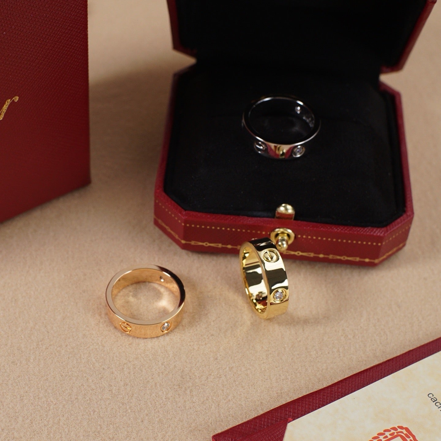 [Lumi Jewelery]LOVE 5.5MM 3 DIAMOND RING