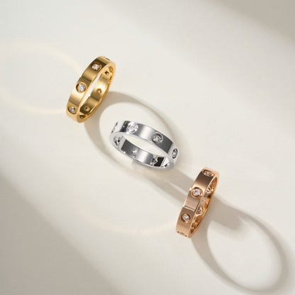 [Lumi Jewelery]LOVE 4MM 8 DIAMOND RING