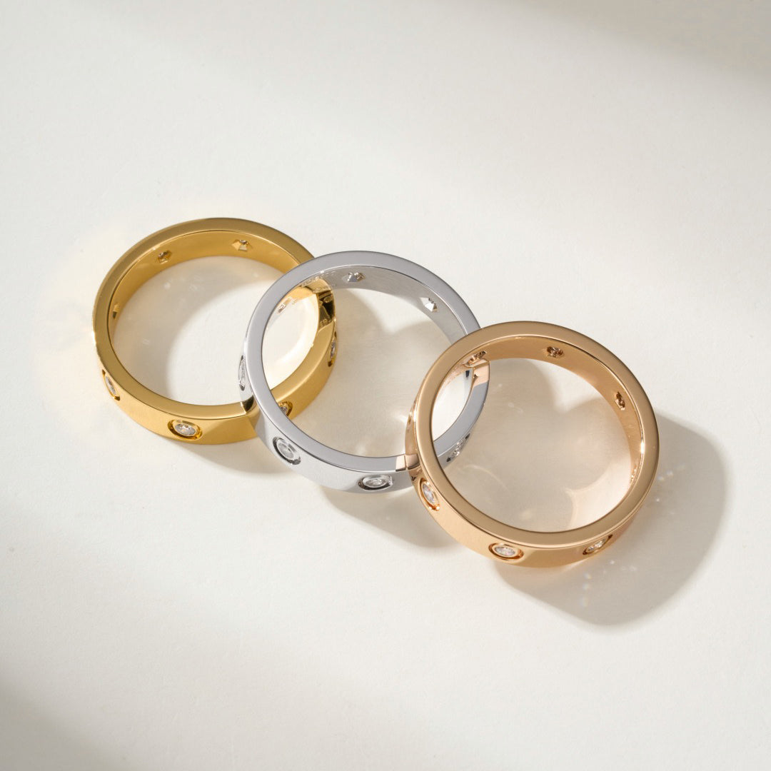 [Lumi Jewelery]LOVE 4MM 8 DIAMOND RING