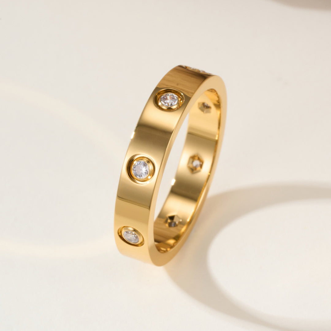 [Lumi Jewelery]LOVE 4MM 8 DIAMOND RING