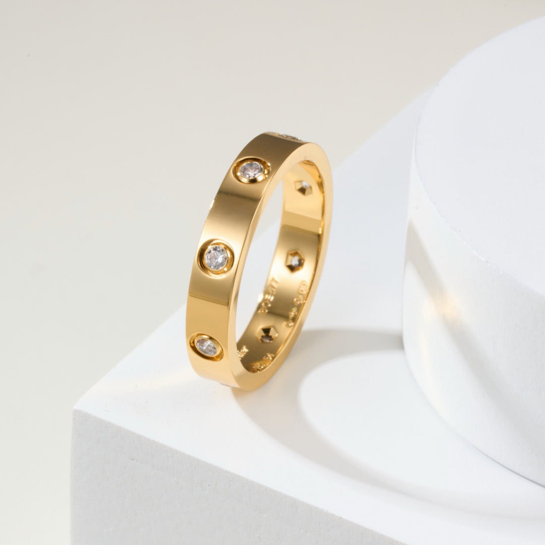 [Lumi Jewelery]LOVE 4MM 8 DIAMOND RING