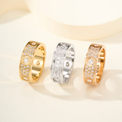 [Lumi Jewelery]LOVE 5.5MM FULL-PAVE 6-DIAMOND RING