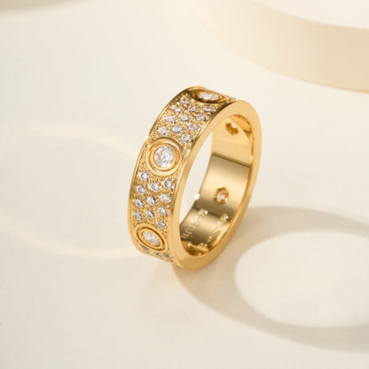 [Lumi Jewelery]LOVE 5.5MM FULL-PAVE 6-DIAMOND RING