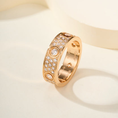 [Lumi Jewelery]LOVE 5.5MM FULL-PAVE 6-DIAMOND RING