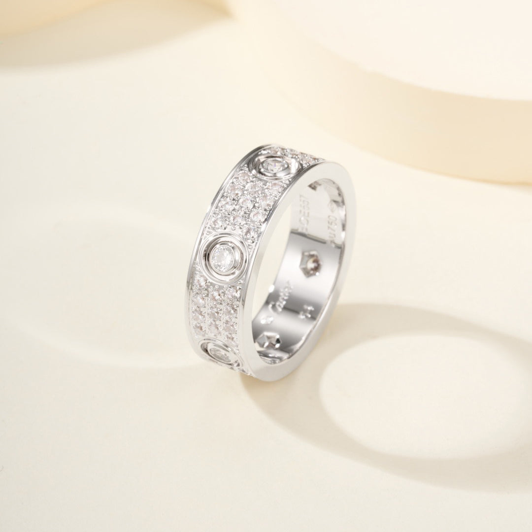 [Lumi Jewelery]LOVE 5.5MM FULL-PAVE 6-DIAMOND RING