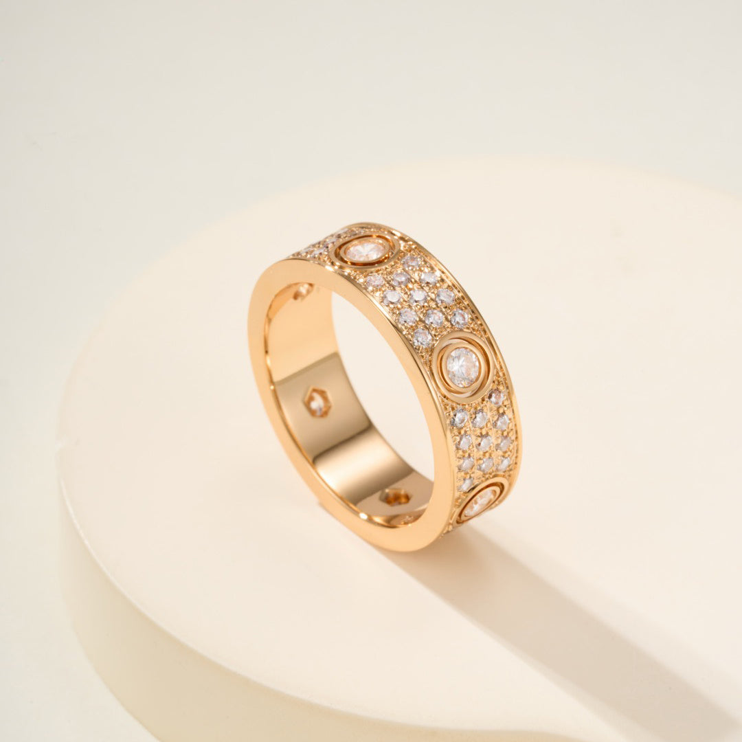 [Lumi Jewelery]LOVE 5.5MM FULL-PAVE 6-DIAMOND RING