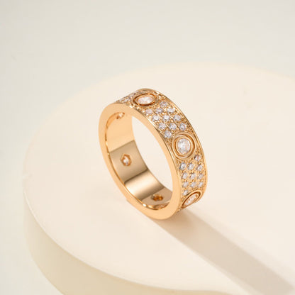 [Lumi Jewelery]LOVE 5.5MM FULL-PAVE 6-DIAMOND RING