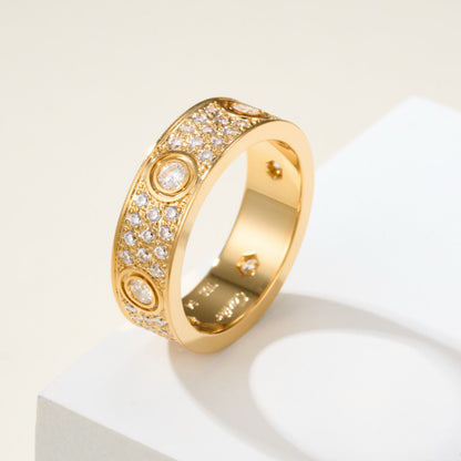 [Lumi Jewelery]LOVE 5.5MM FULL-PAVE 6-DIAMOND RING