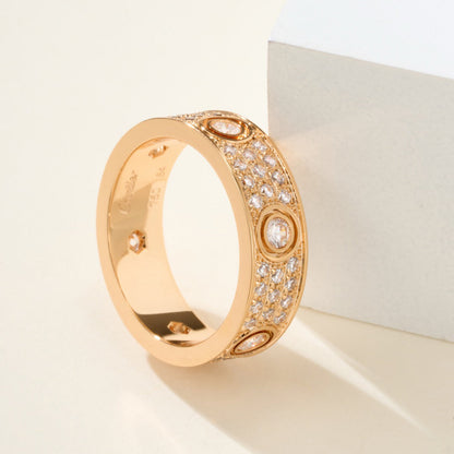 [Lumi Jewelery]LOVE 5.5MM FULL-PAVE 6-DIAMOND RING