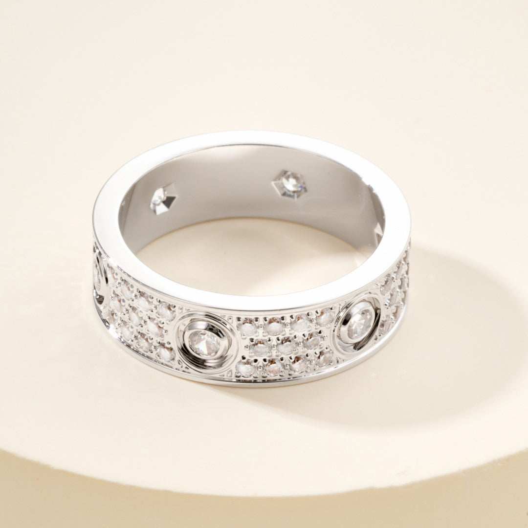 [Lumi Jewelery]LOVE 5.5MM FULL-PAVE 6-DIAMOND RING