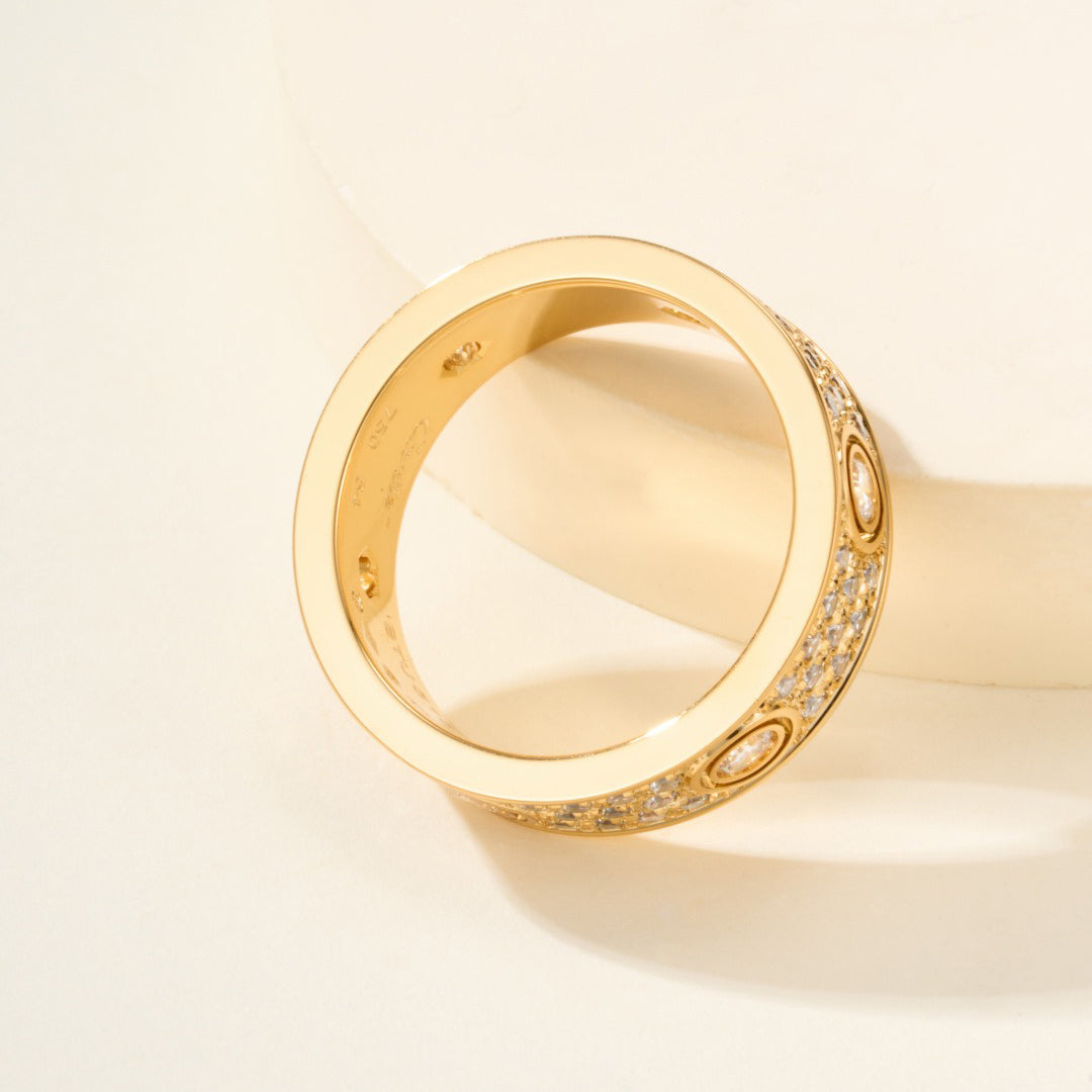 [Lumi Jewelery]LOVE 5.5MM FULL-PAVE 6-DIAMOND RING