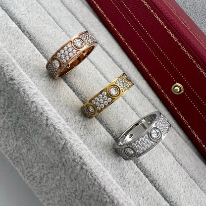 [Lumi Jewelery]LOVE 5.5MM FULL-PAVE 6-DIAMOND RING