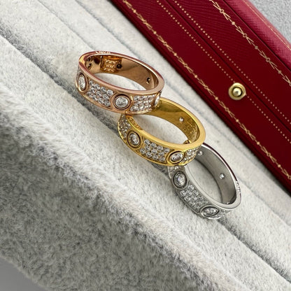 [Lumi Jewelery]LOVE 5.5MM FULL-PAVE 6-DIAMOND RING