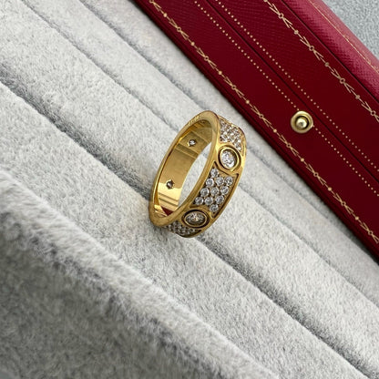 [Lumi Jewelery]LOVE 5.5MM FULL-PAVE 6-DIAMOND RING