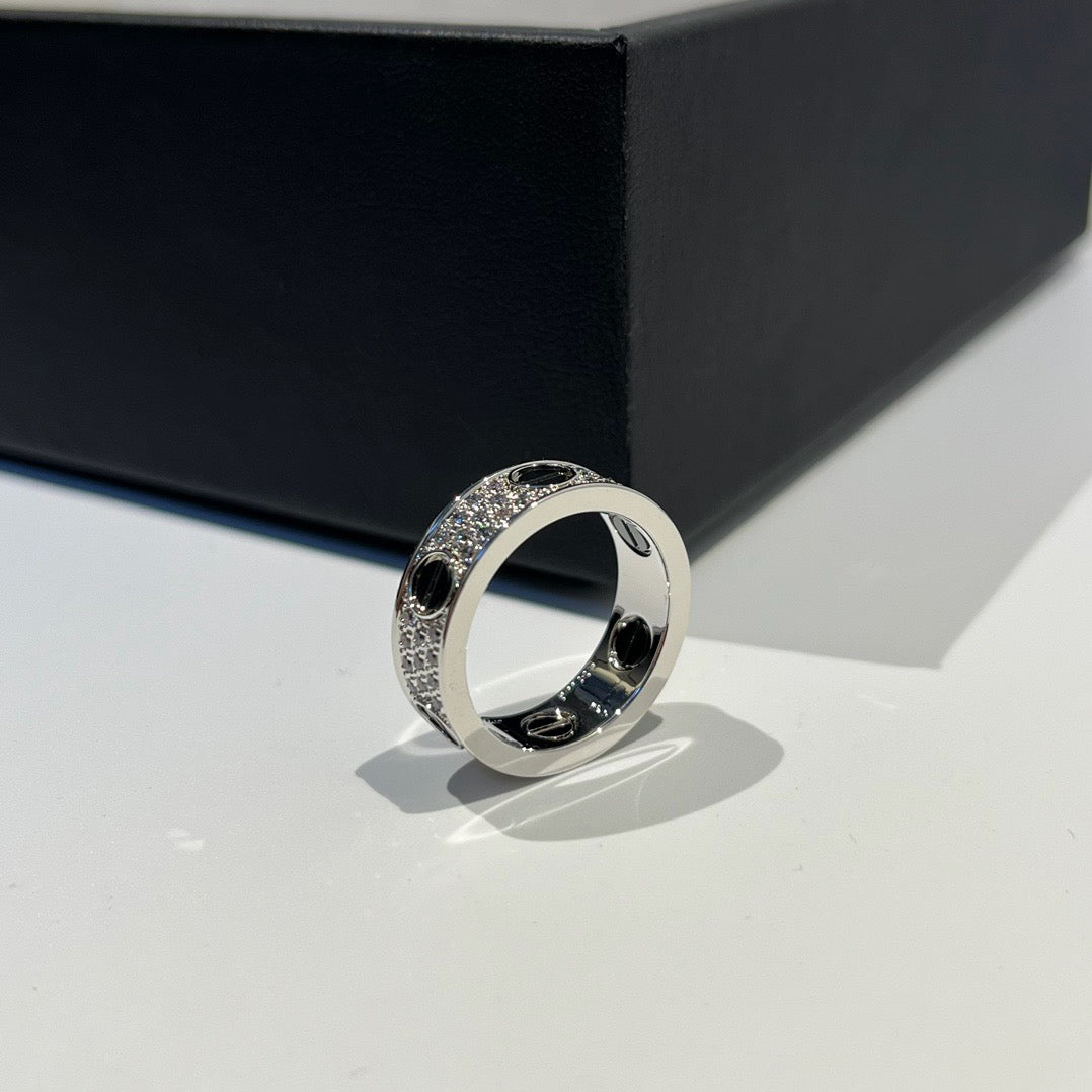 [Lumi Jewelery]LOVE RING 5.5MM DIAMONDS PAVED CERAMIC
