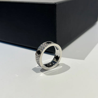 [Lumi Jewelery]LOVE RING 5.5MM DIAMONDS PAVED CERAMIC