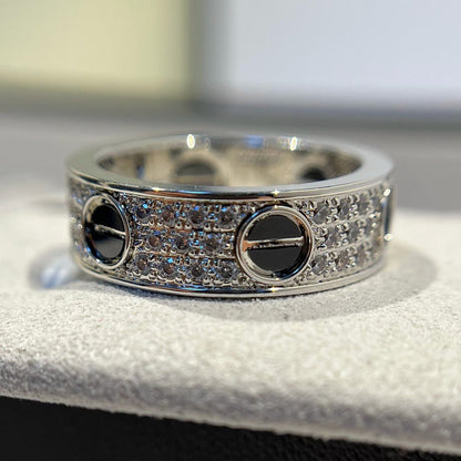 [Lumi Jewelery]LOVE RING 5.5MM DIAMONDS PAVED CERAMIC