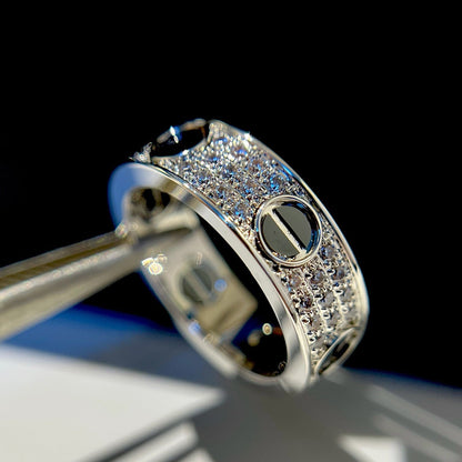 [Lumi Jewelery]LOVE RING 5.5MM DIAMONDS PAVED CERAMIC