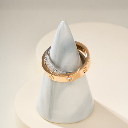 [Lumi Jewelery]LOVE PINK GOLD SILVER DIAMOND DOUBLE RING