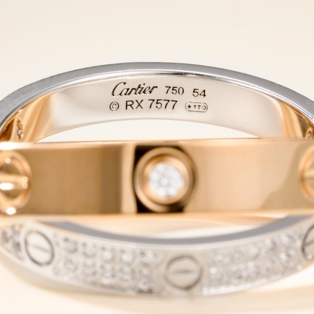[Lumi Jewelery]LOVE PINK GOLD SILVER DIAMOND DOUBLE RING