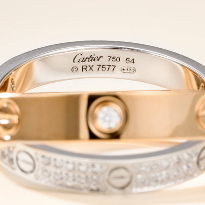 [Lumi Jewelery]LOVE PINK GOLD SILVER DIAMOND DOUBLE RING