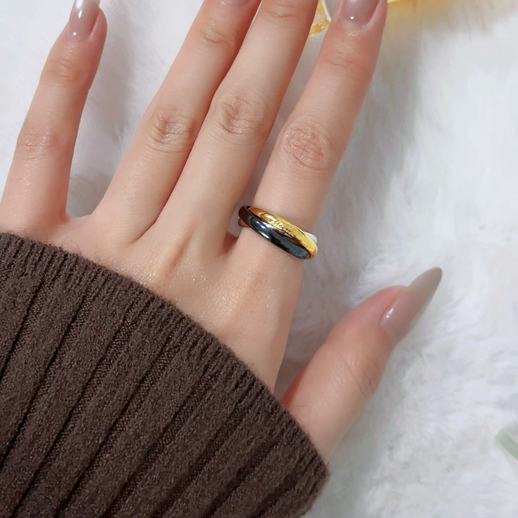 [Lumi Jewelery]TRINITY 3.2MM RING BLACK CERAMIC