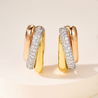 [Lumi Jewelery]TRINITY HALF DIAMOND  CUSHION EARRINGS