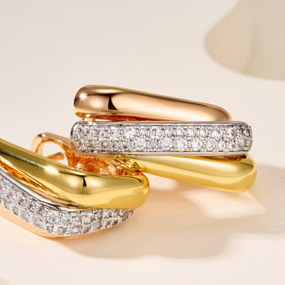 [Lumi Jewelery]TRINITY HALF DIAMOND  CUSHION EARRINGS