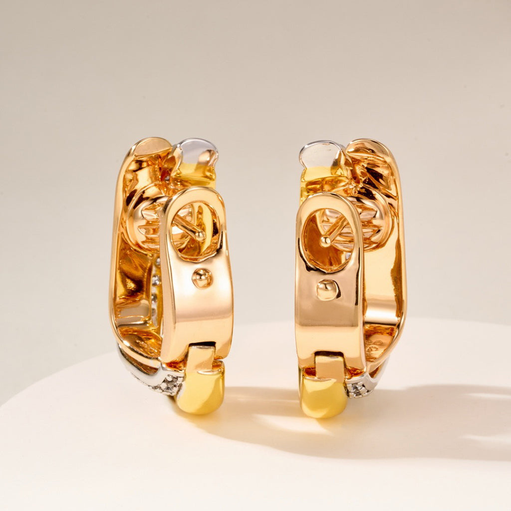 [Lumi Jewelery]TRINITY HALF DIAMOND  CUSHION EARRINGS