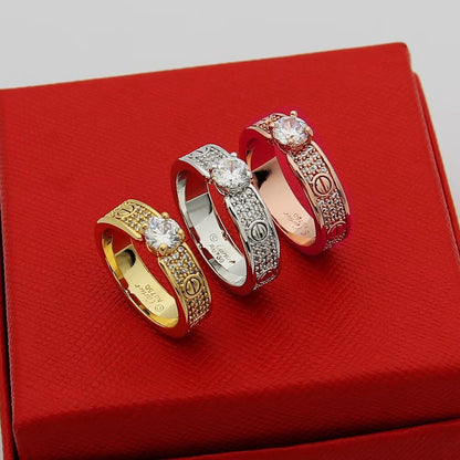 [Lumi Jewelery]LOVE RING 3.6MM 1 BIG DIAMOND FULL DIAMOND
