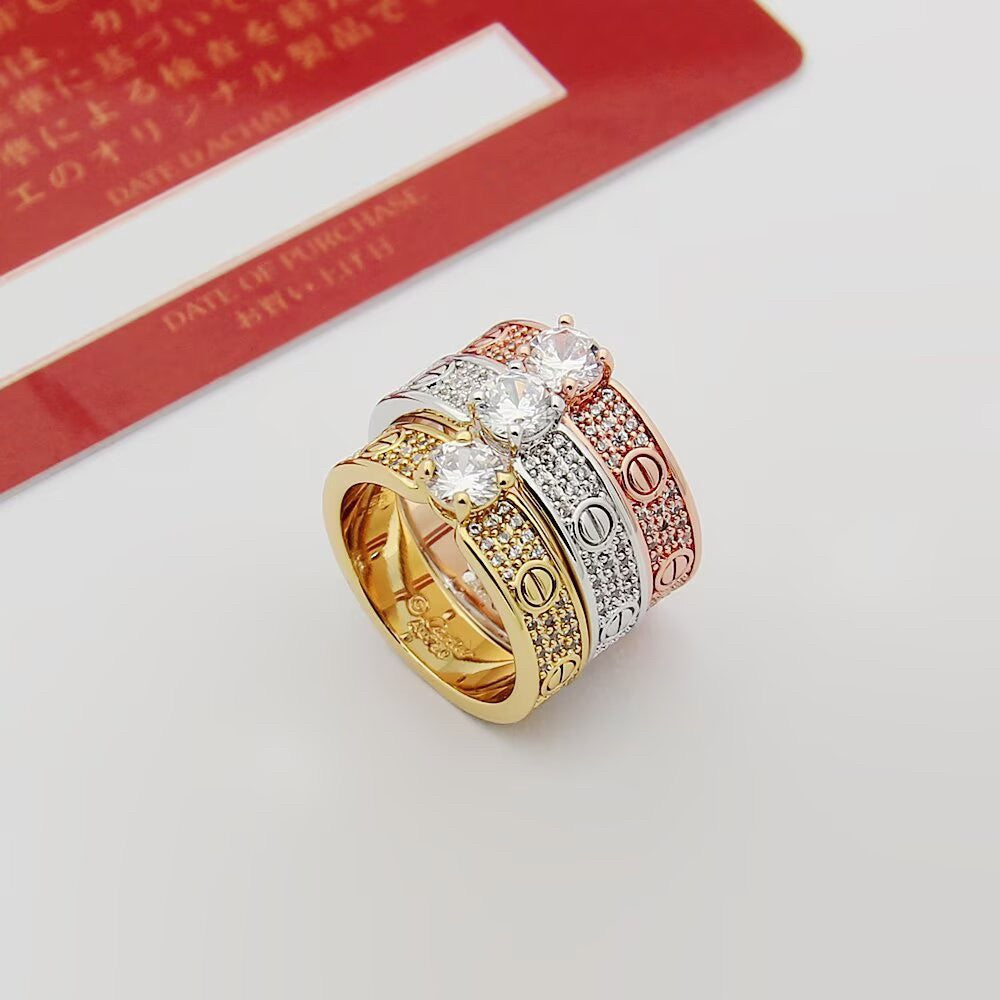 [Lumi Jewelery]LOVE RING 3.6MM 1 BIG DIAMOND FULL DIAMOND