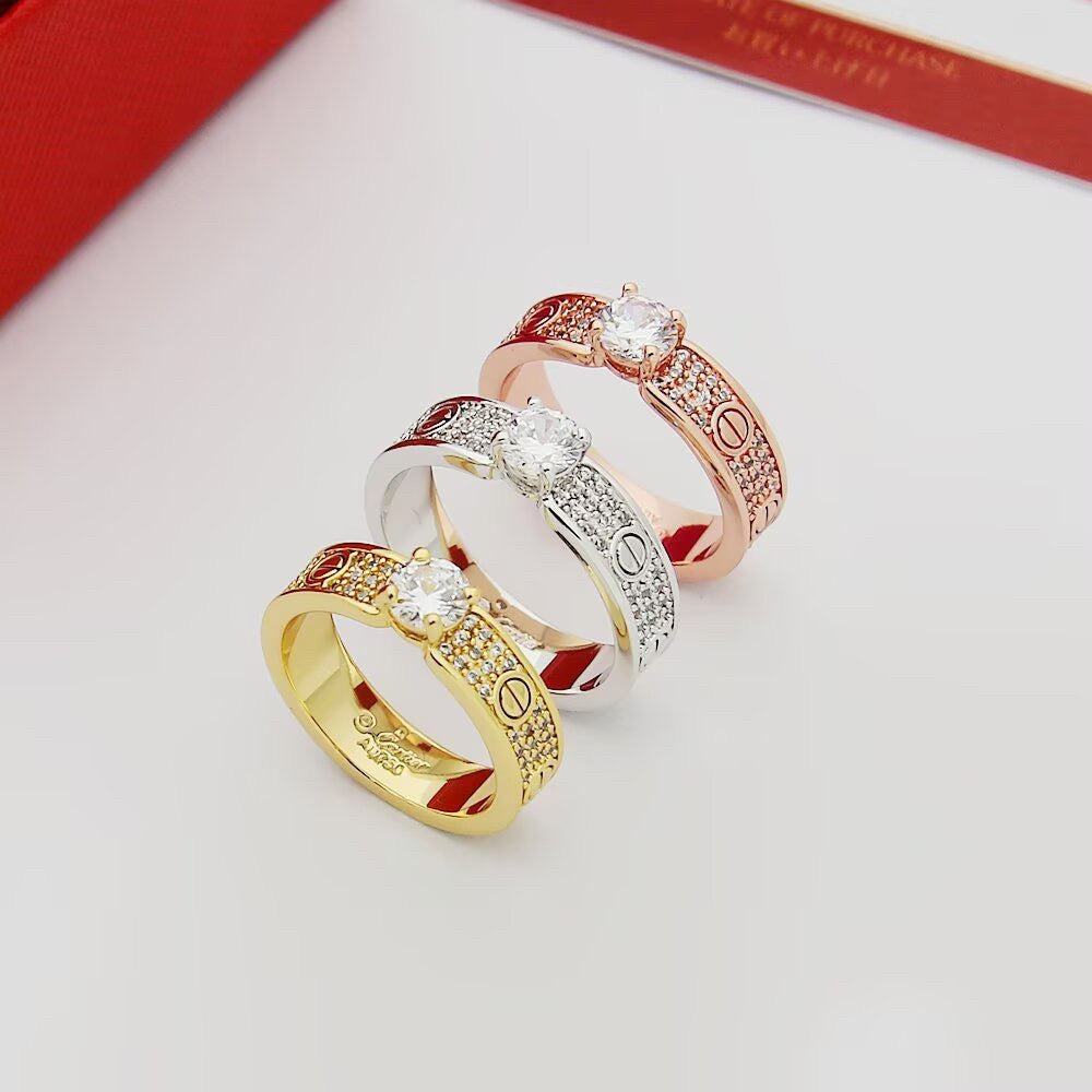 [Lumi Jewelery]LOVE RING 3.6MM 1 BIG DIAMOND FULL DIAMOND