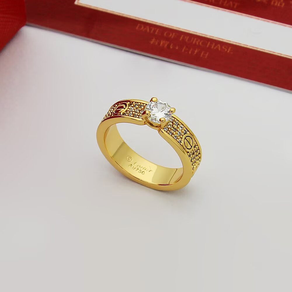 [Lumi Jewelery]LOVE RING 3.6MM 1 BIG DIAMOND FULL DIAMOND