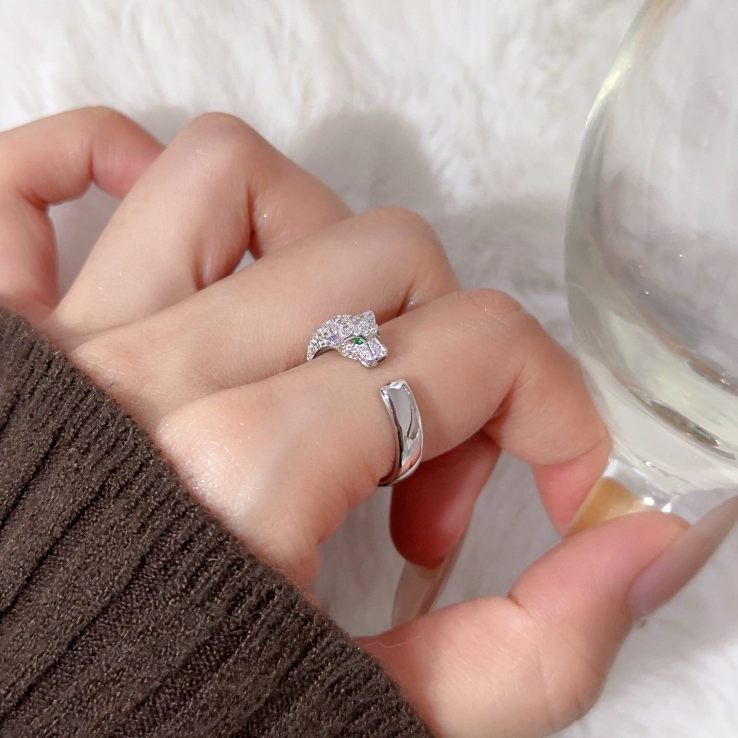 [Lumi Jewelery]PANTHERE HALF DIAMOND SMALL RING