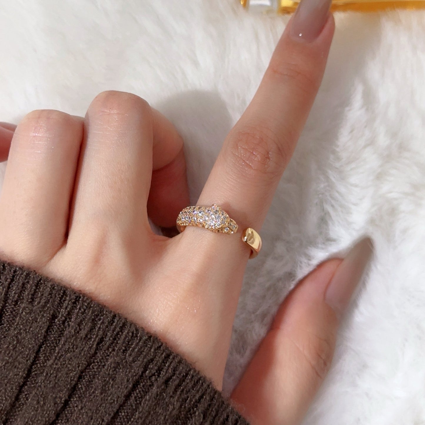 [Lumi Jewelery]PANTHERE HALF DIAMOND SMALL RING