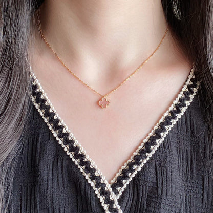 [Lumi Jewels]CLOVER 9.5MM PINK MOTHER OF PEARL SINGLE FLOWER NECKLACE