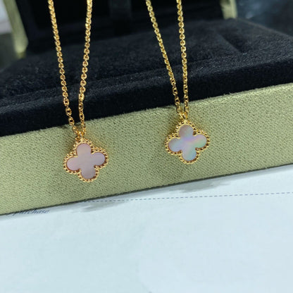 [Lumi Jewels]CLOVER 9.5MM PINK MOTHER OF PEARL SINGLE FLOWER NECKLACE