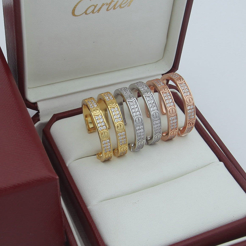 [Lumi Jewelery]LOVE EARRINGS 3.6MM DIAMOND PAVED