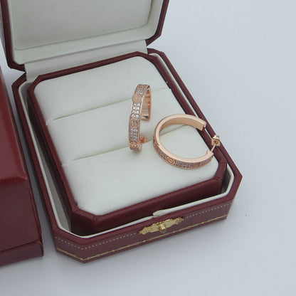 [Lumi Jewelery]LOVE EARRINGS 3.6MM DIAMOND PAVED